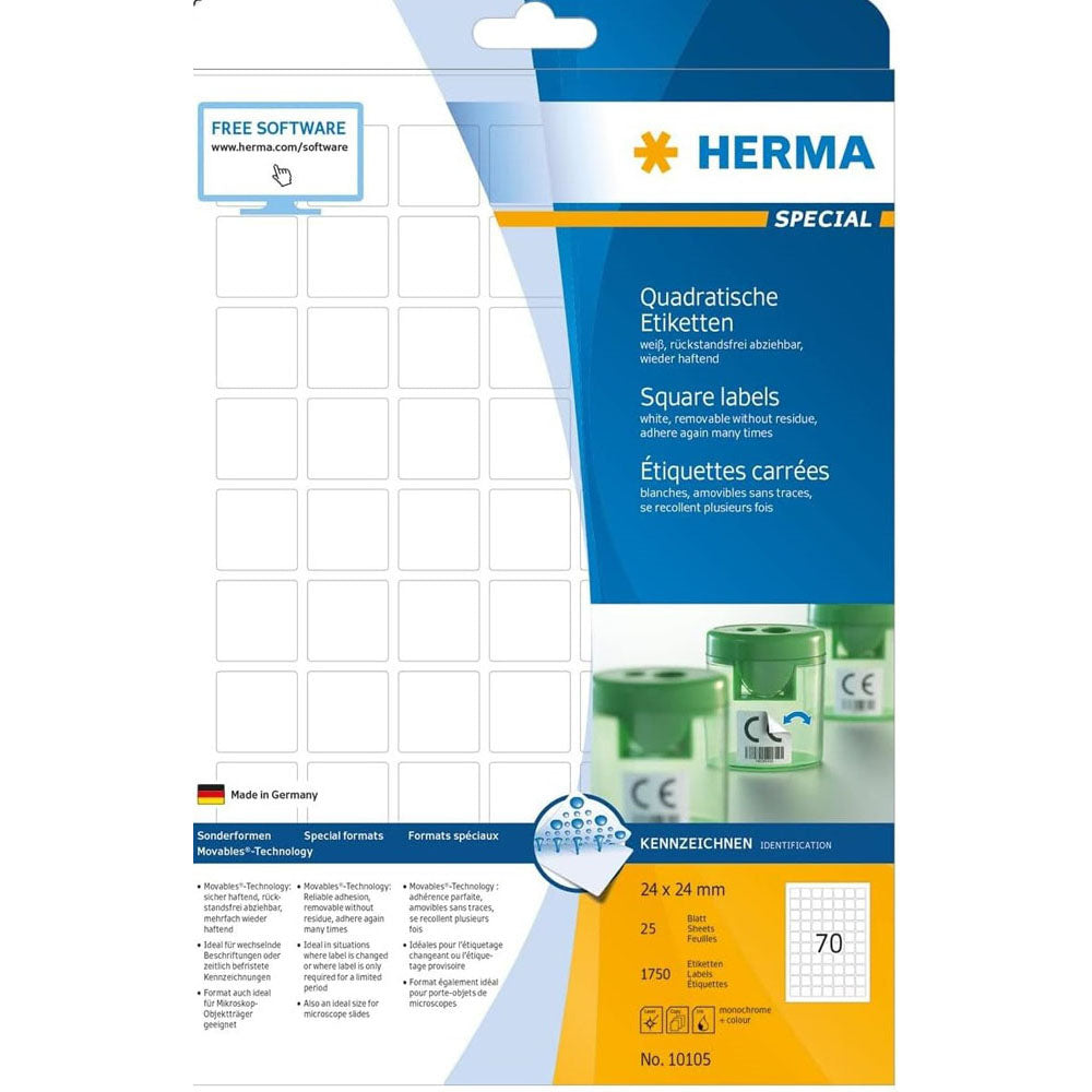 Herma Square Removable Labels 25pc(白)