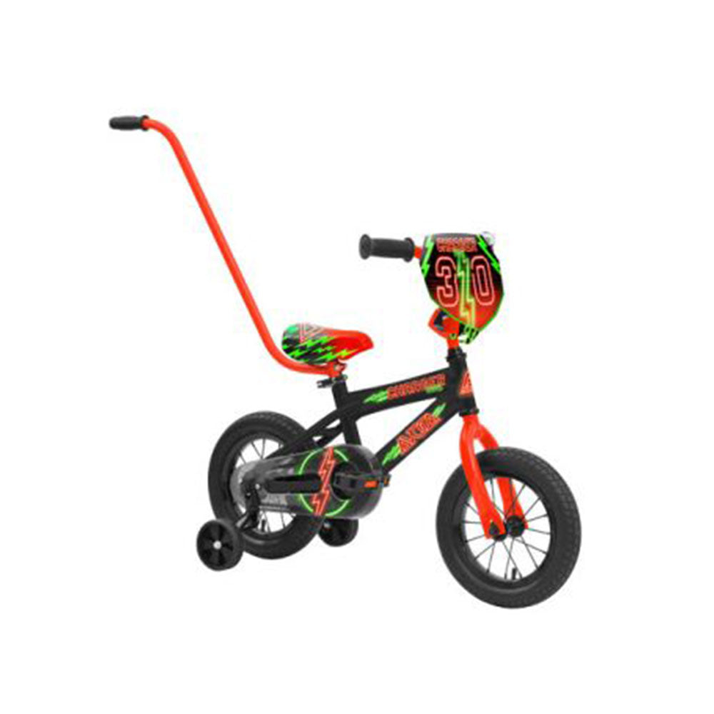 Avoca neon BMX sykkel med foreldrehåndtak 30cm