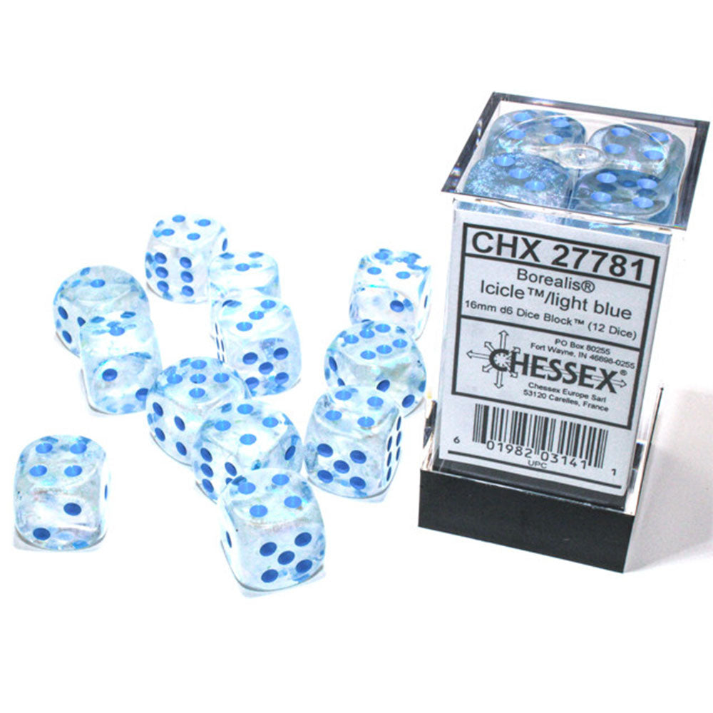 Borealis chessex 16mm d6 luminary terningblokk