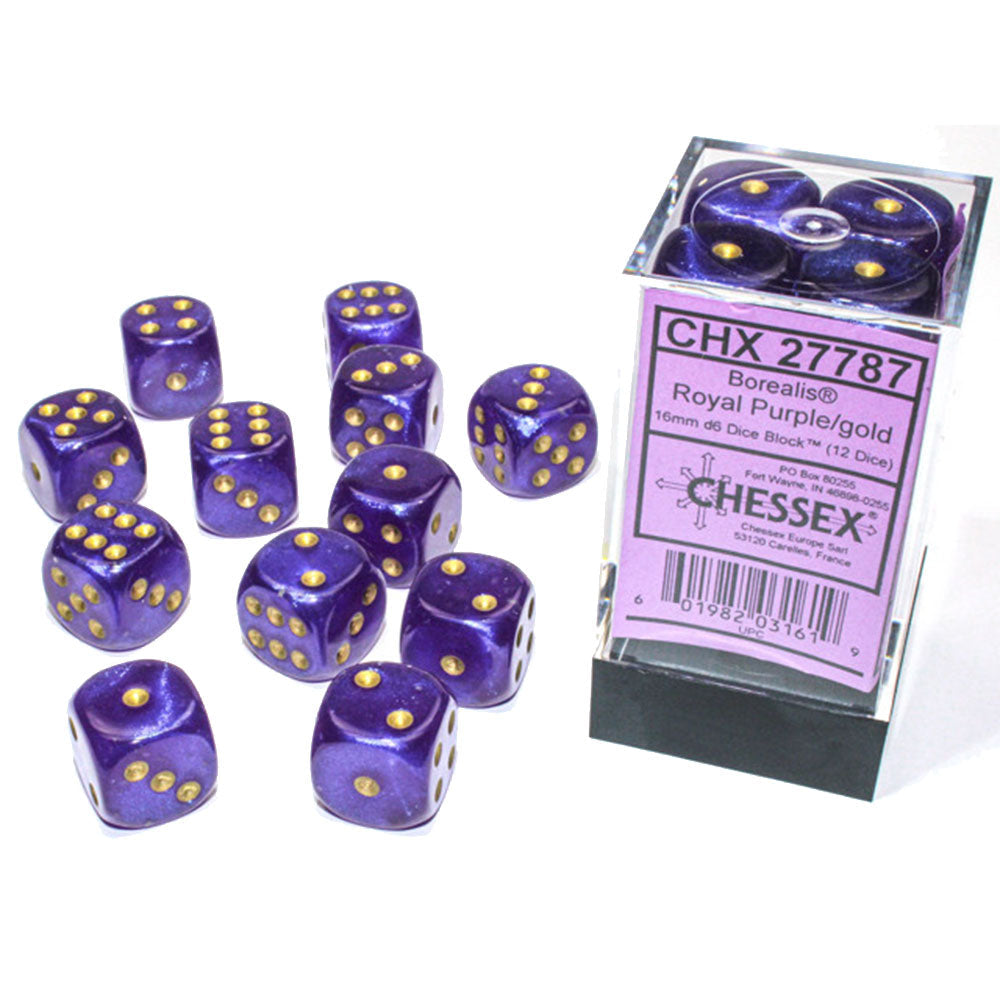 Borealis Chessex 16 mm D6 Bloc de dés lumineux