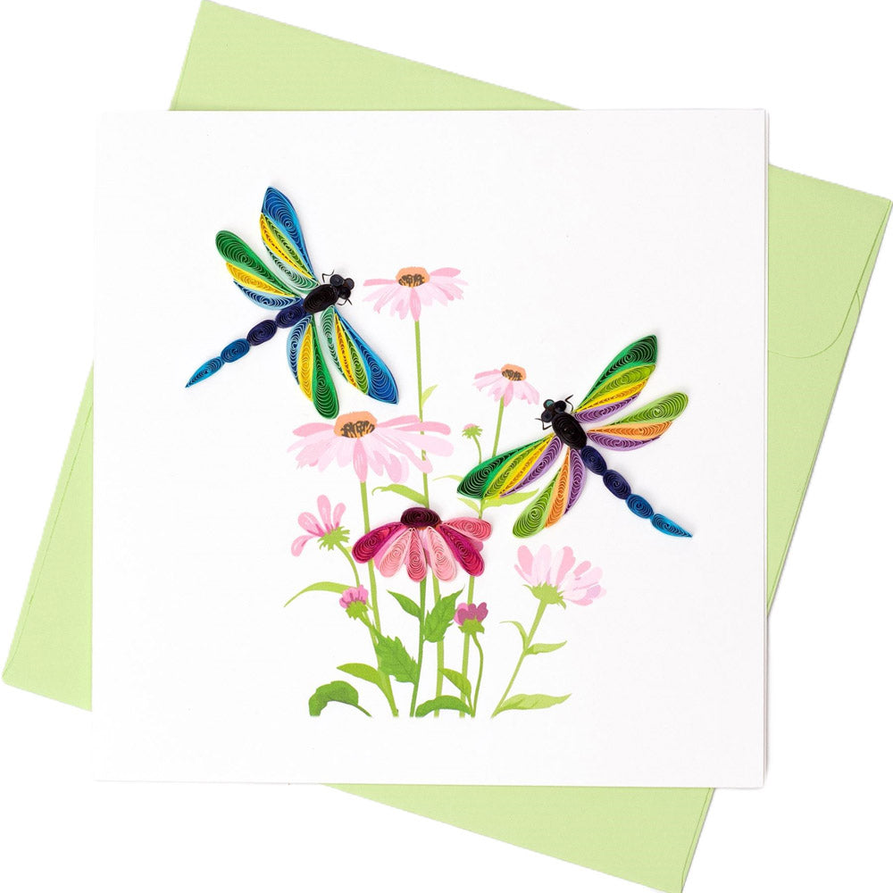 Quilled Two Dragonflies Greeting Card (15x15cm)