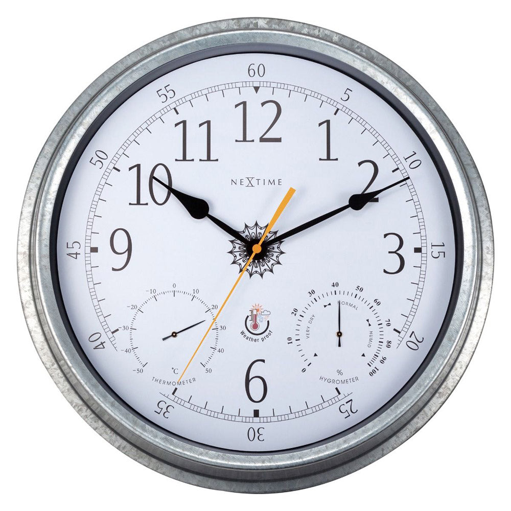 NeXtime Galvanised Metal Tulip Outdoor Wall Clock 40.5cm