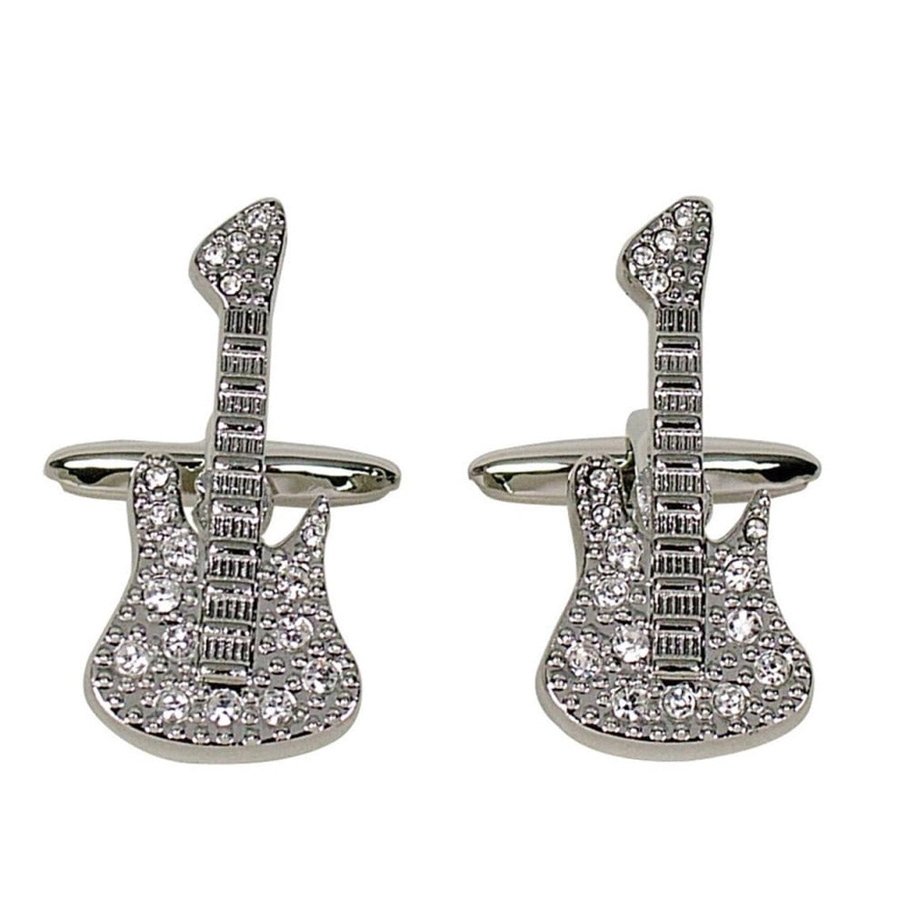 Crystal Guitar Button Cufflinks