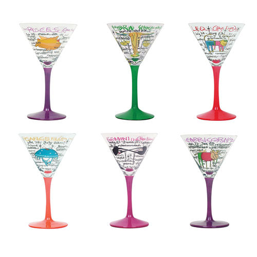 Zodiac Hand-Painted Martini Glass