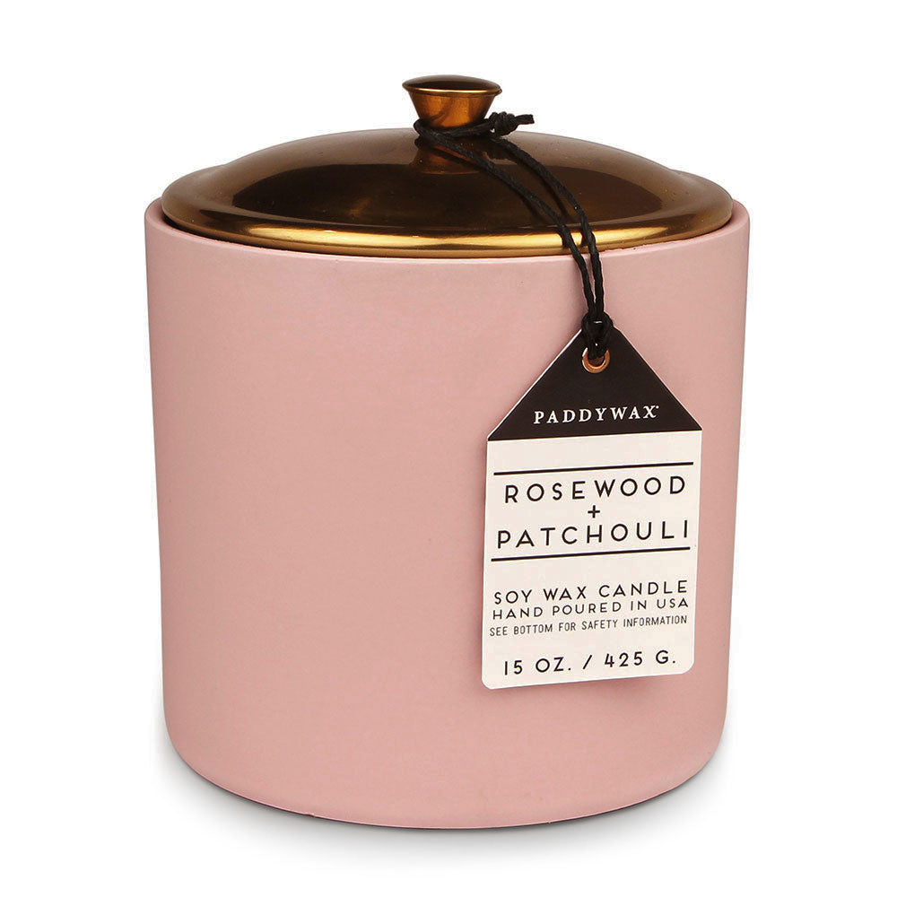 Candela patchouli Hyggewood in ceramica (fard)