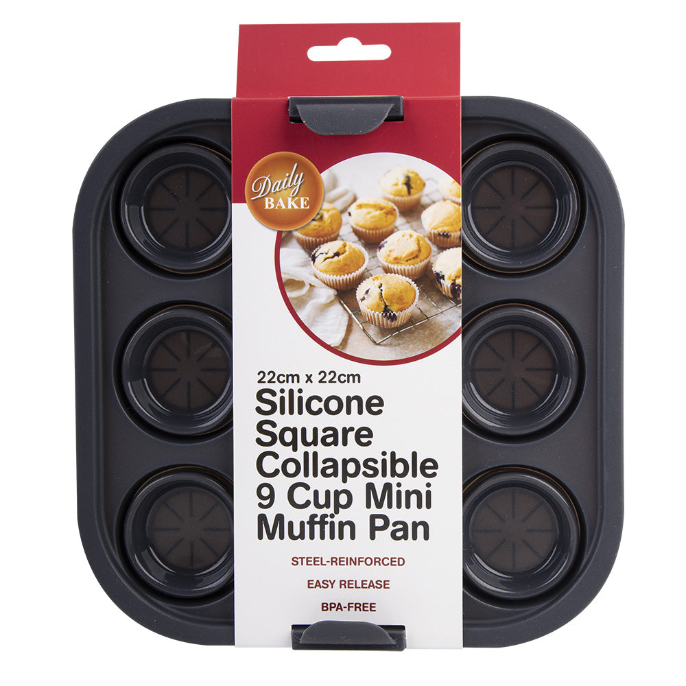 Silicone Square Air Fryer 9Cup Muffin Pan 22x22cm (Charcoal)