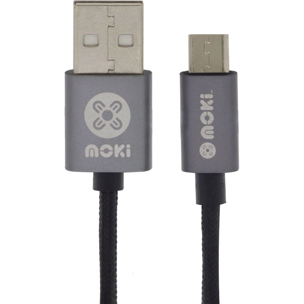 Moki flätad mikro-USB-synladdningskabel (svart)