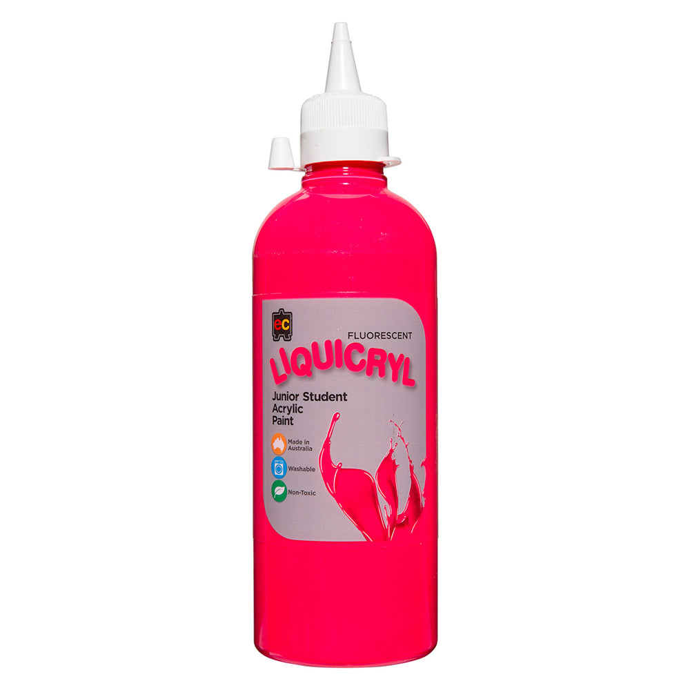 Educational Colours Fluoro Liquicryl Junior Acrylic 500mL