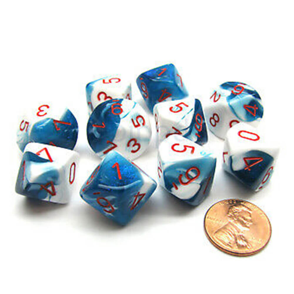 CHESSEX D10 Conjunto de Géminis poliédricos de 10 morir