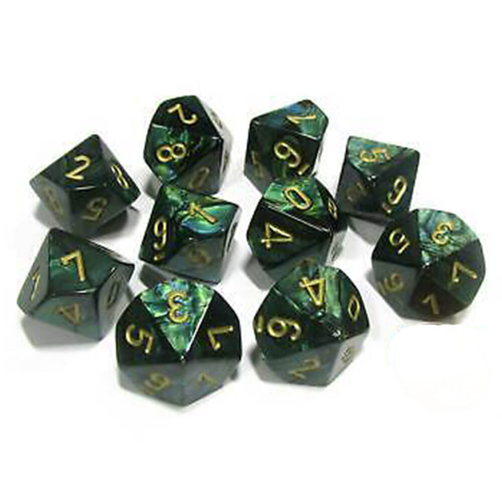 CHESSEX D10 Conjunto de 10 moririos poliédricos