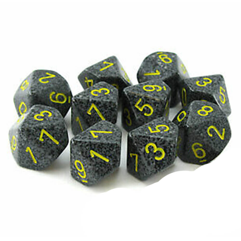 Chessex D10 Polyedrale 10-die gespikkelde set