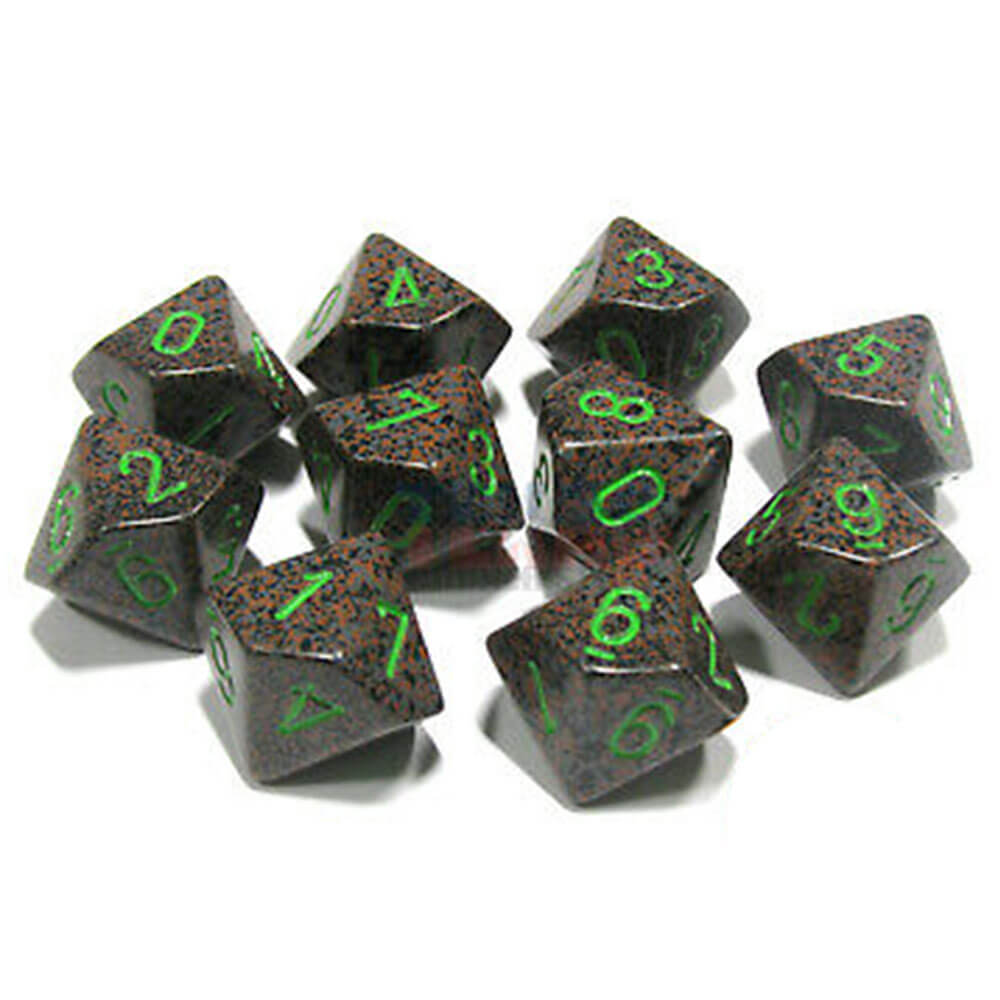  Chessex D10 Polyedrisches Set mit 10 gesprenkelten Würfeln