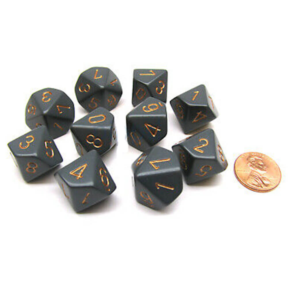 Chessex D10 Polyhedral 10-Die nieprzezroczysty zestaw