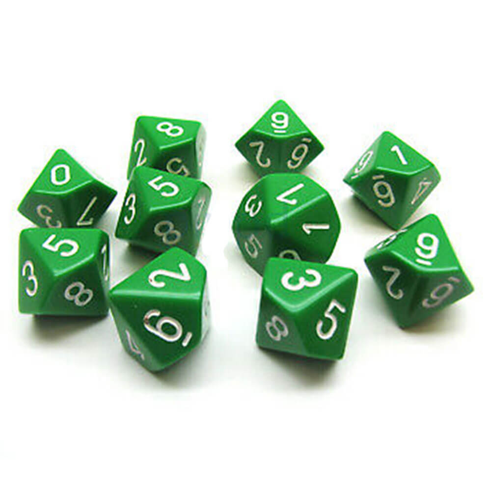 Chessex D10 Polyhedral 10-die ugjennomsiktig sett