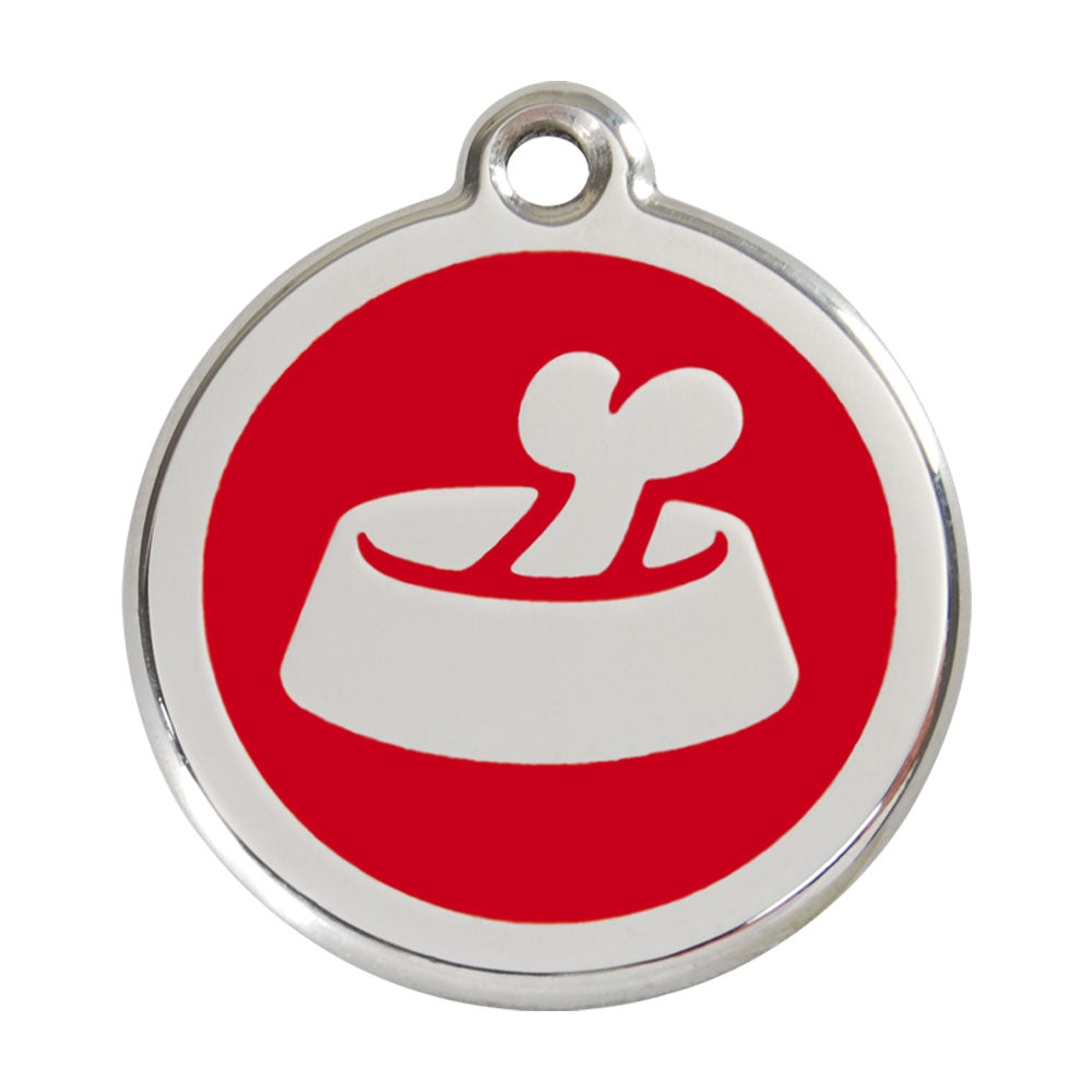 Stainless Steel Bone in Bowl Enamel Dog Tag