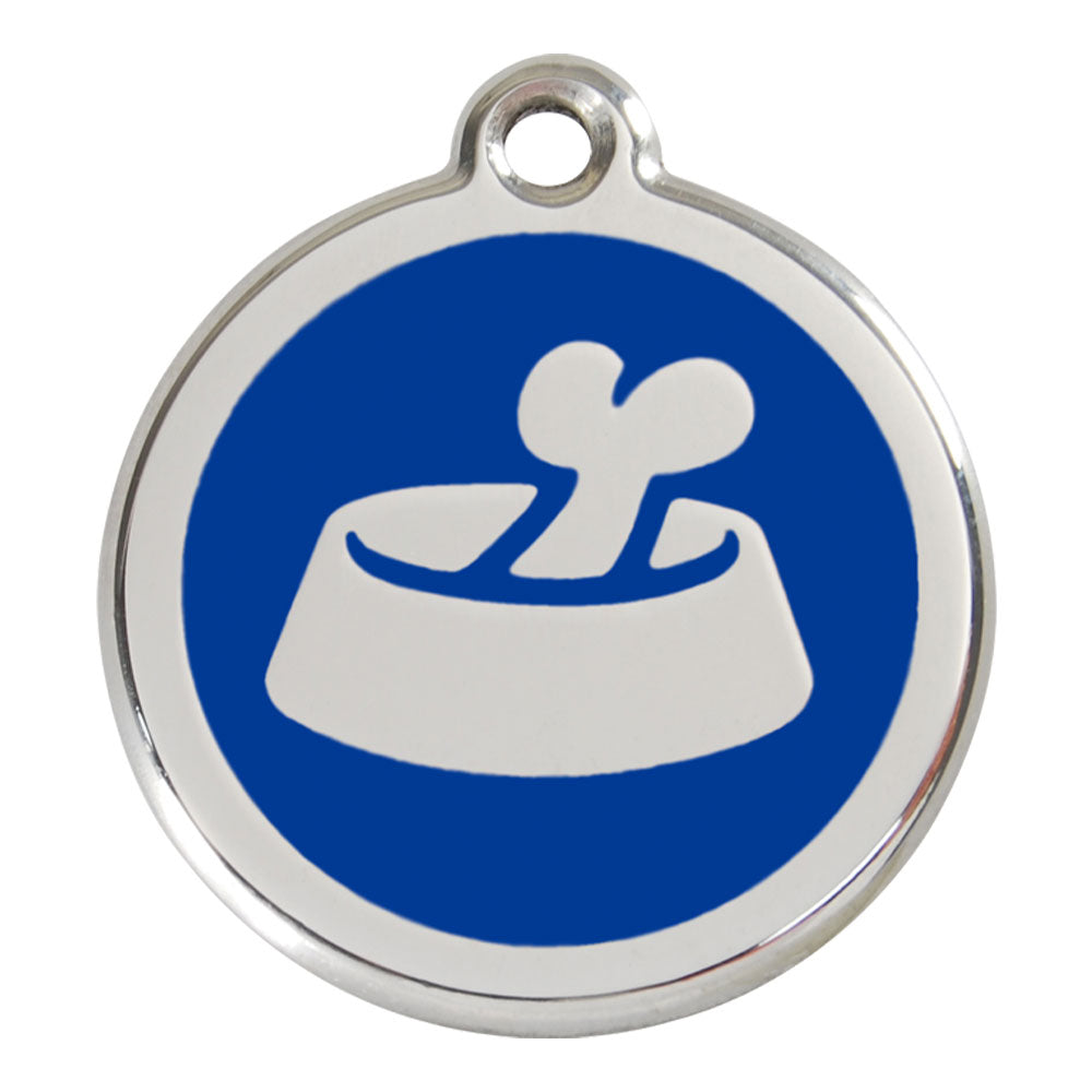 Stainless Steel Bone in Bowl Enamel Dog Tag