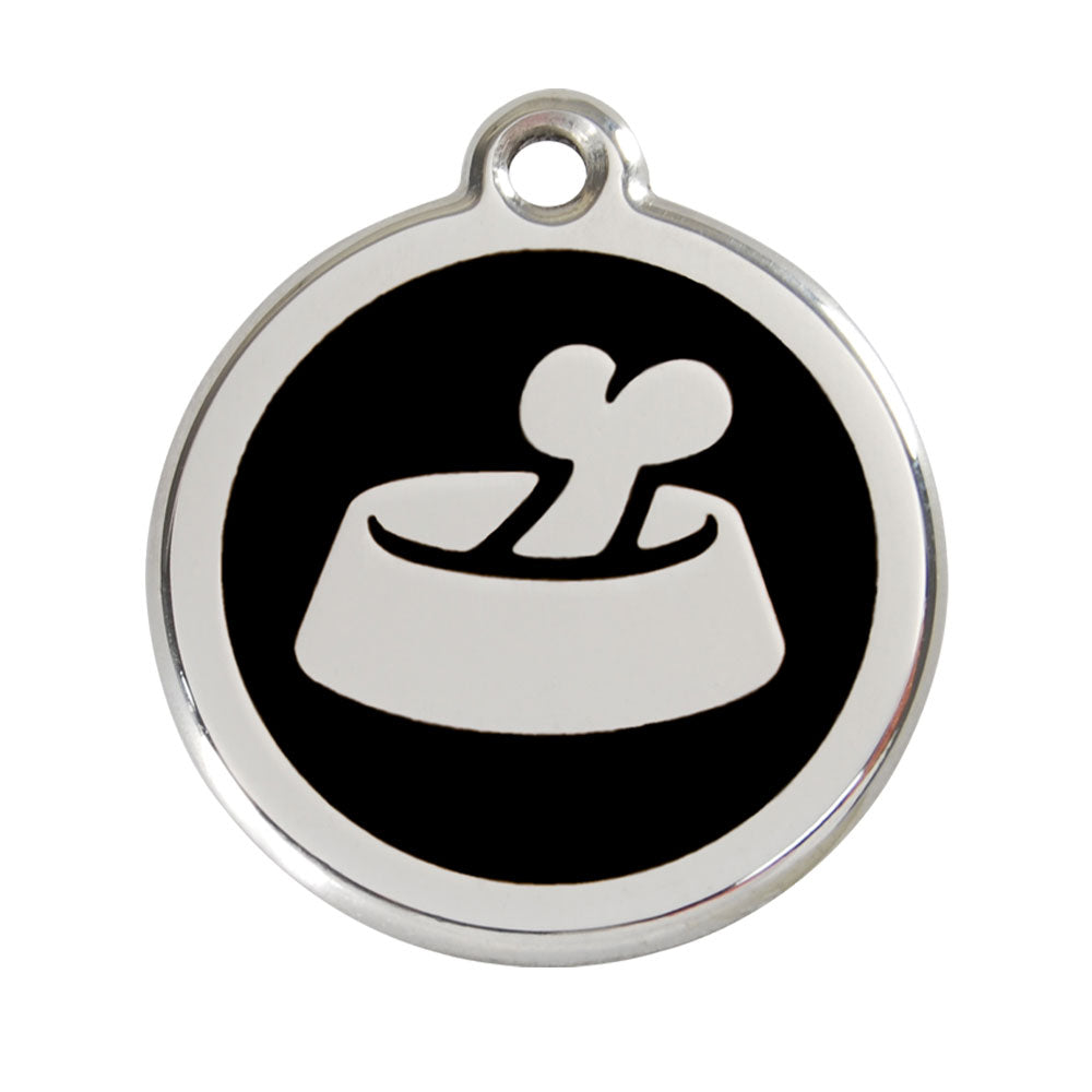 Stainless Steel Bone in Bowl Enamel Dog Tag