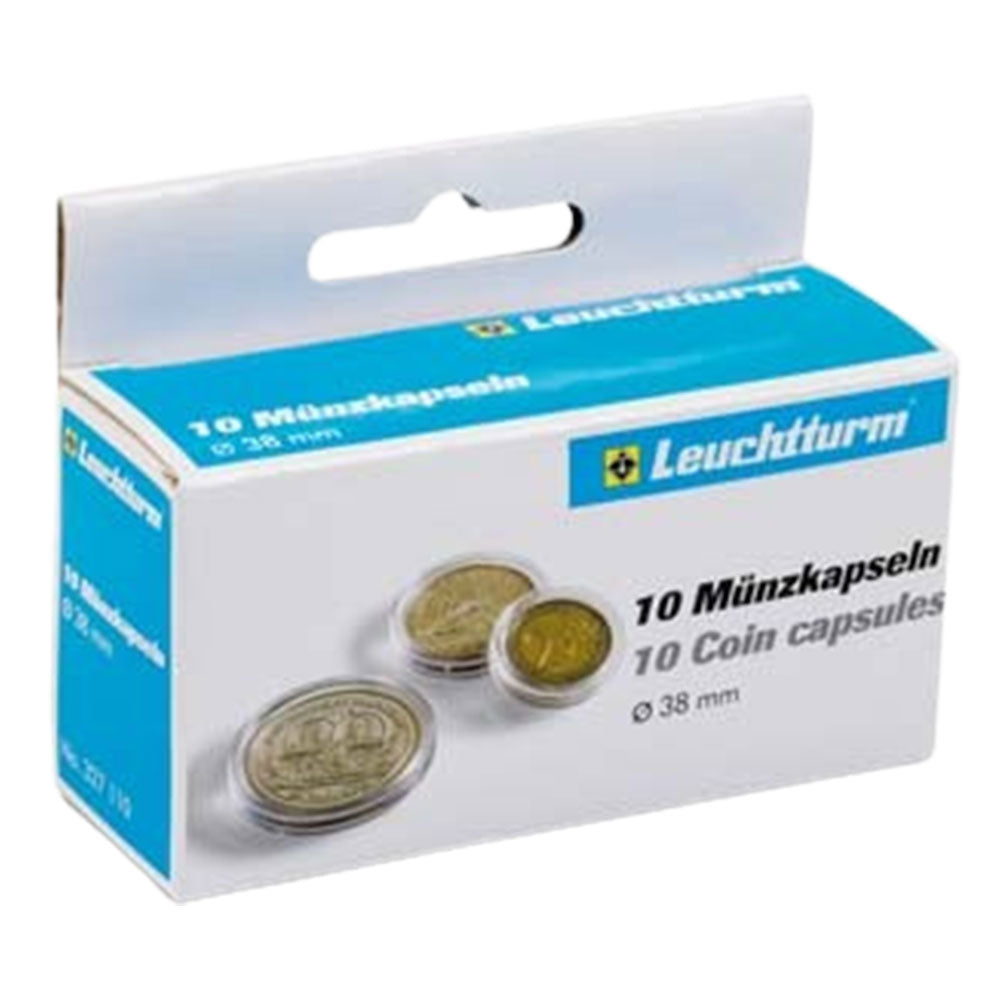 Cápsulas de monedas Leuchtturm 10pk (del tamaño 30-39)