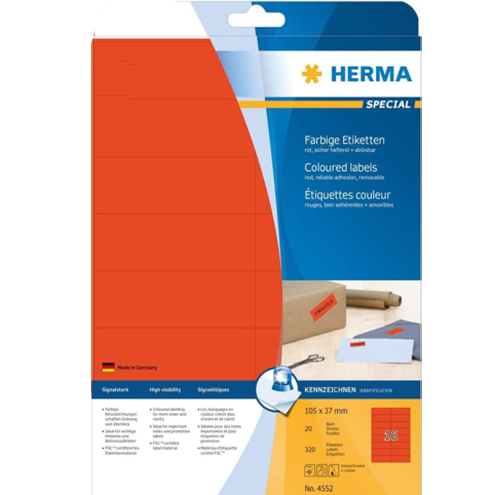 Wyjmowane etykiety Herma A4 20pc (105x37 mm)