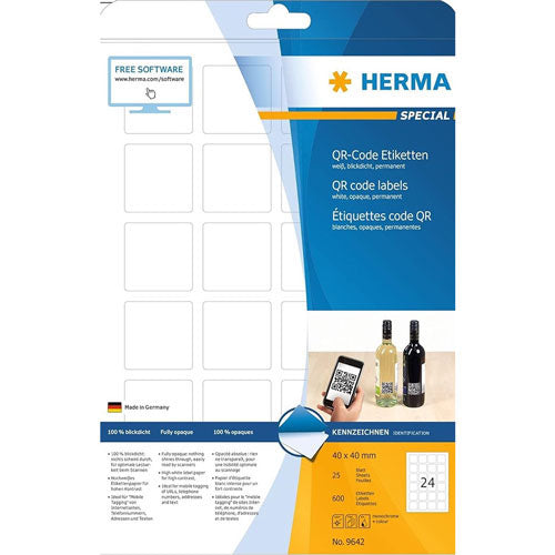 Herma QR Code Opaque Labels A4 25pc (White)