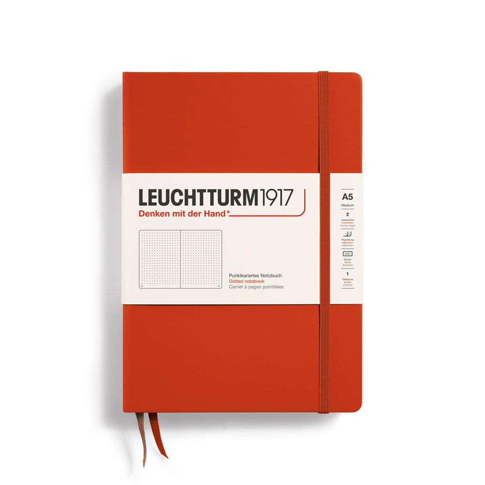 Leuchtturm w twardej okładce kropkowana notatnik A5 (czerwony)