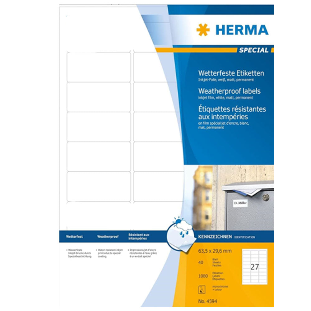 Herma Weatherproof Inkjet Labels A4 40pc