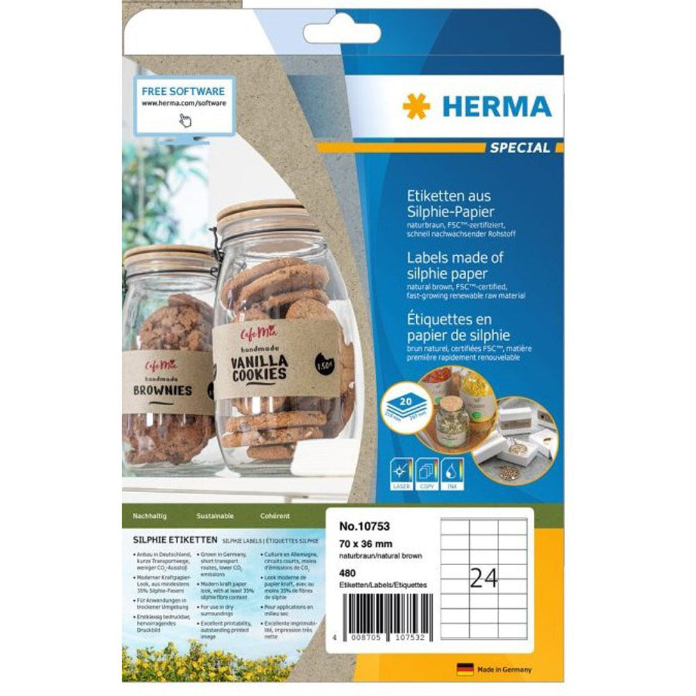 Herma Silphie Paper etykiety A4 20pc (naturalne)