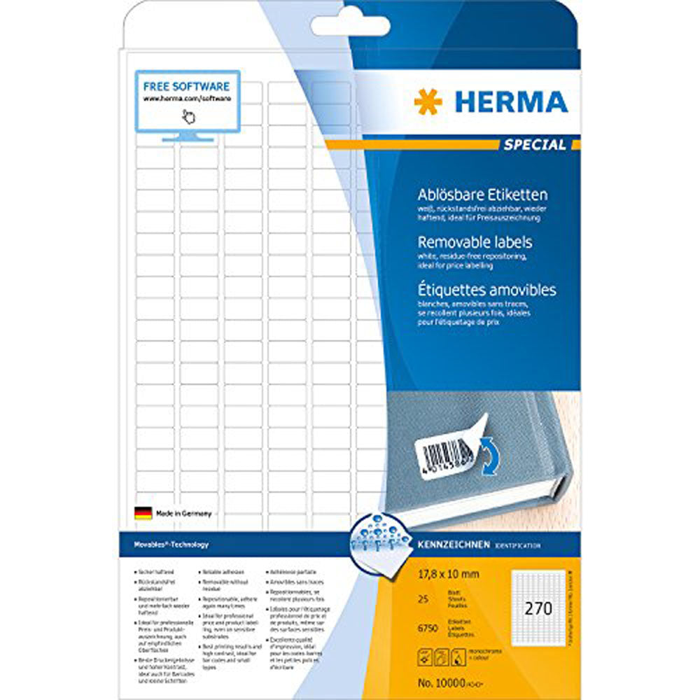 Herma avtagbara etiketter A4 25 st (vit)