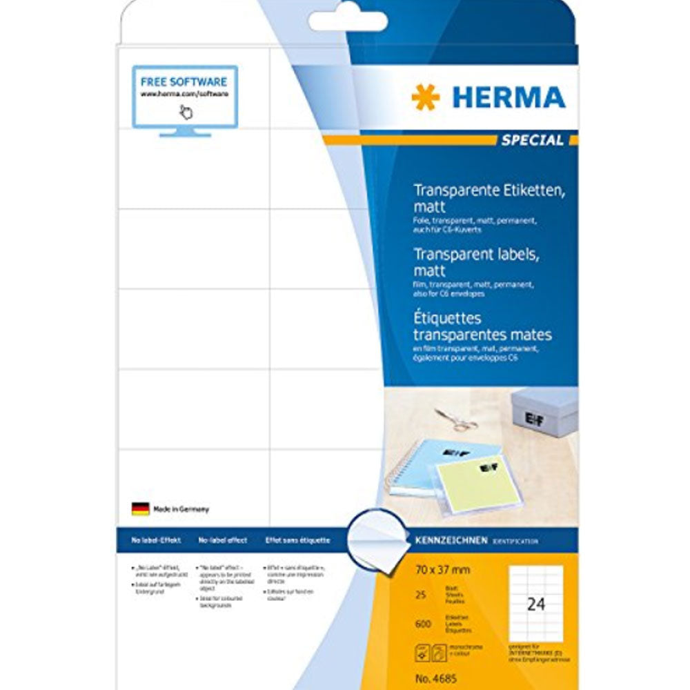 Herma przezroczyste etykiety matowe A4 25pc