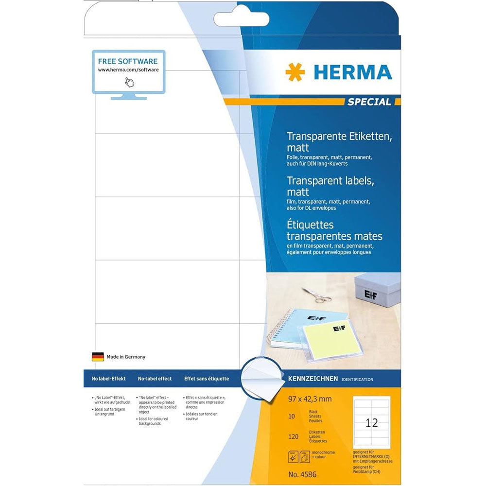 Herma Transparent Matte Labels A4 10pc