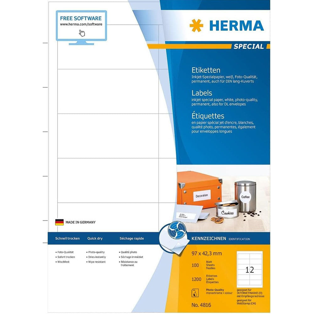 Herma Inkjet Labels A4 100pc (White)