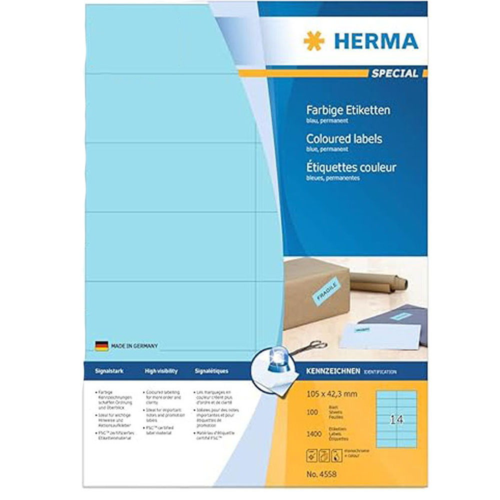 Herma Colored Etiketter A4 100 st (105x42,3mm)