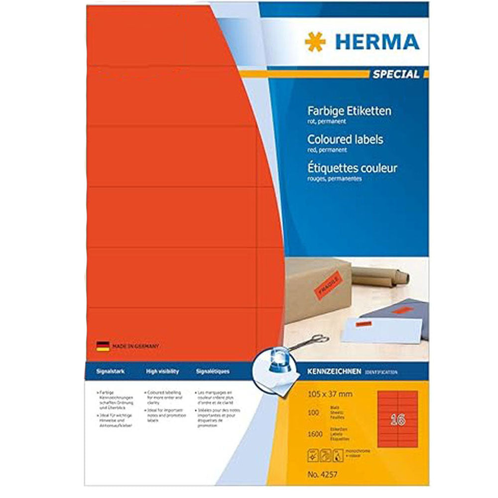 Herma farvede etiketter A4 100pc (105x37mm)