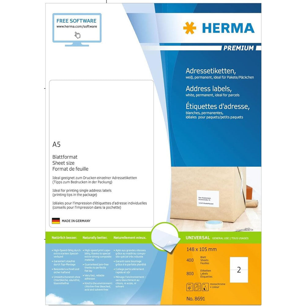 Herma Premium -adressetiketter A5 400 st