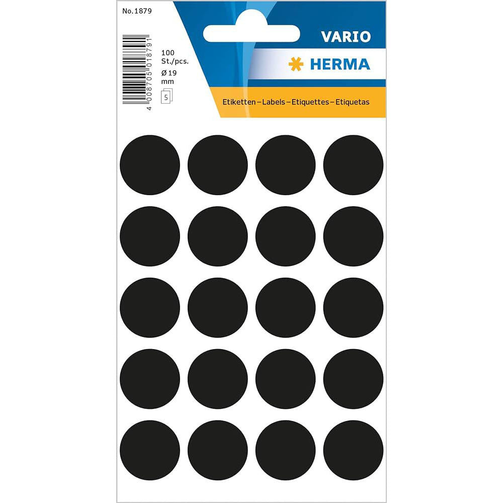 Herma Multi-Purpose Round Sticker Labels (Black)