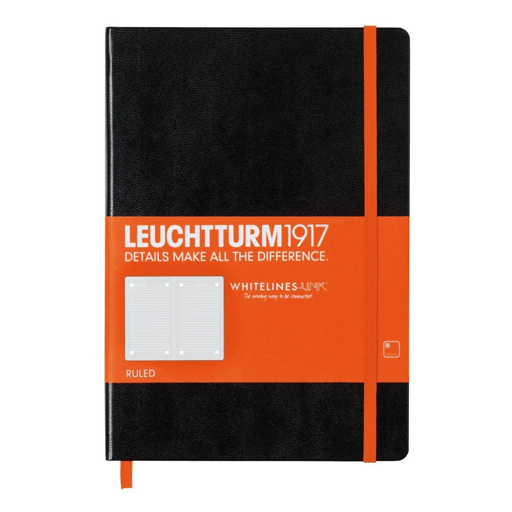 Leuchtturm HC Whitelines Link Dested Notebook (sort)