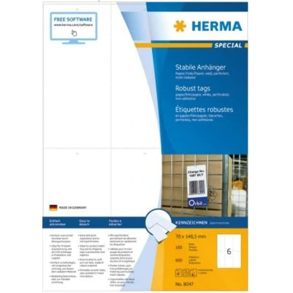 Herma solidne perforowane tagi A4 100PC