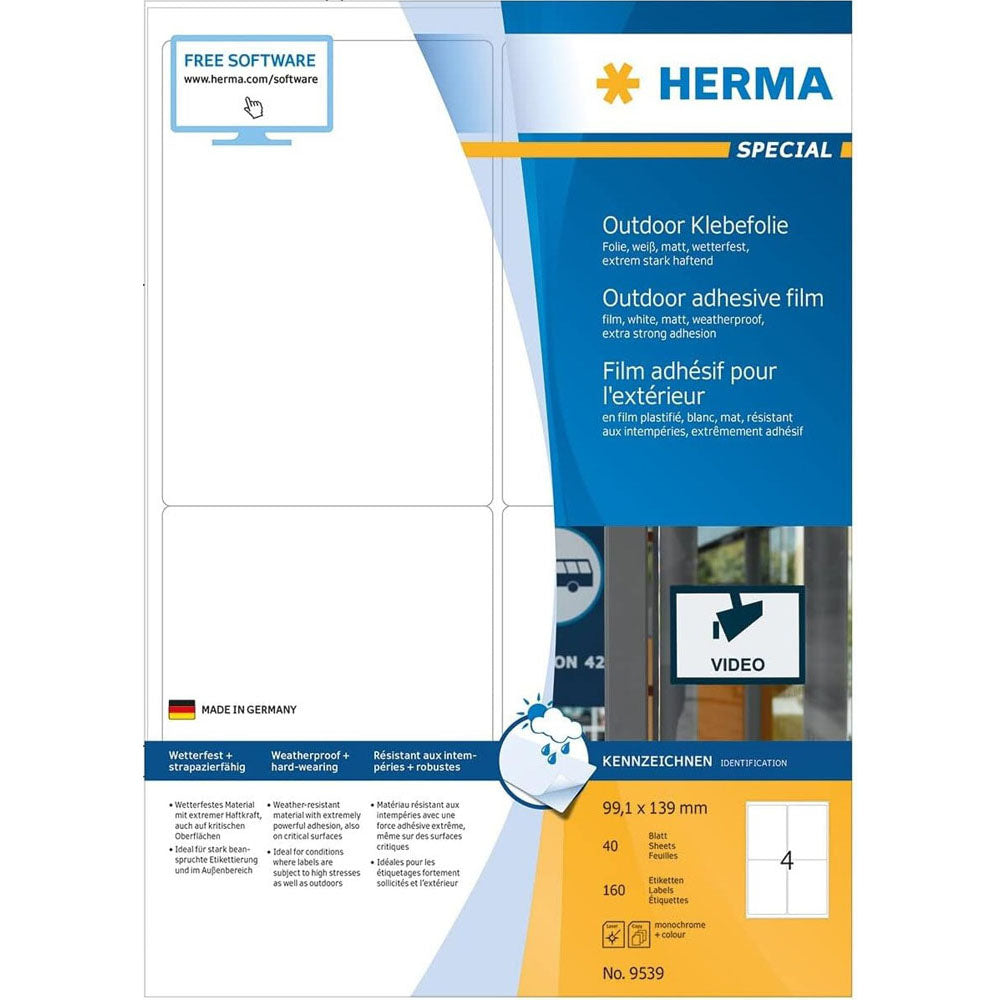 Herma utomhusfilm etiketter A4 40 st (vit)