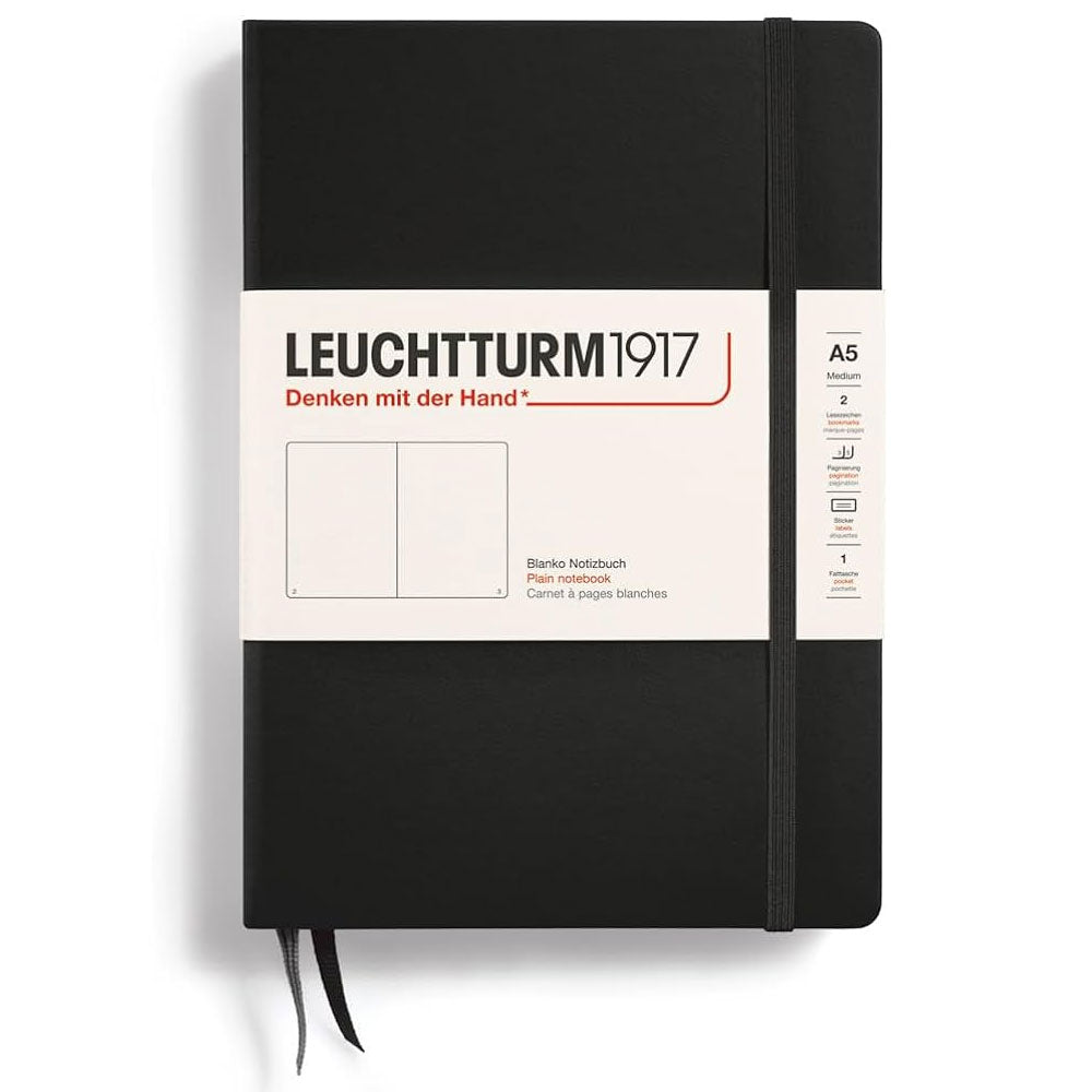 Leuchtturm Leather A5 Notebook 251pg (czarny)