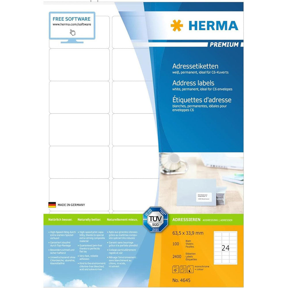 HERMA Premium Adressetiketter A4 63,5 mm 100pc