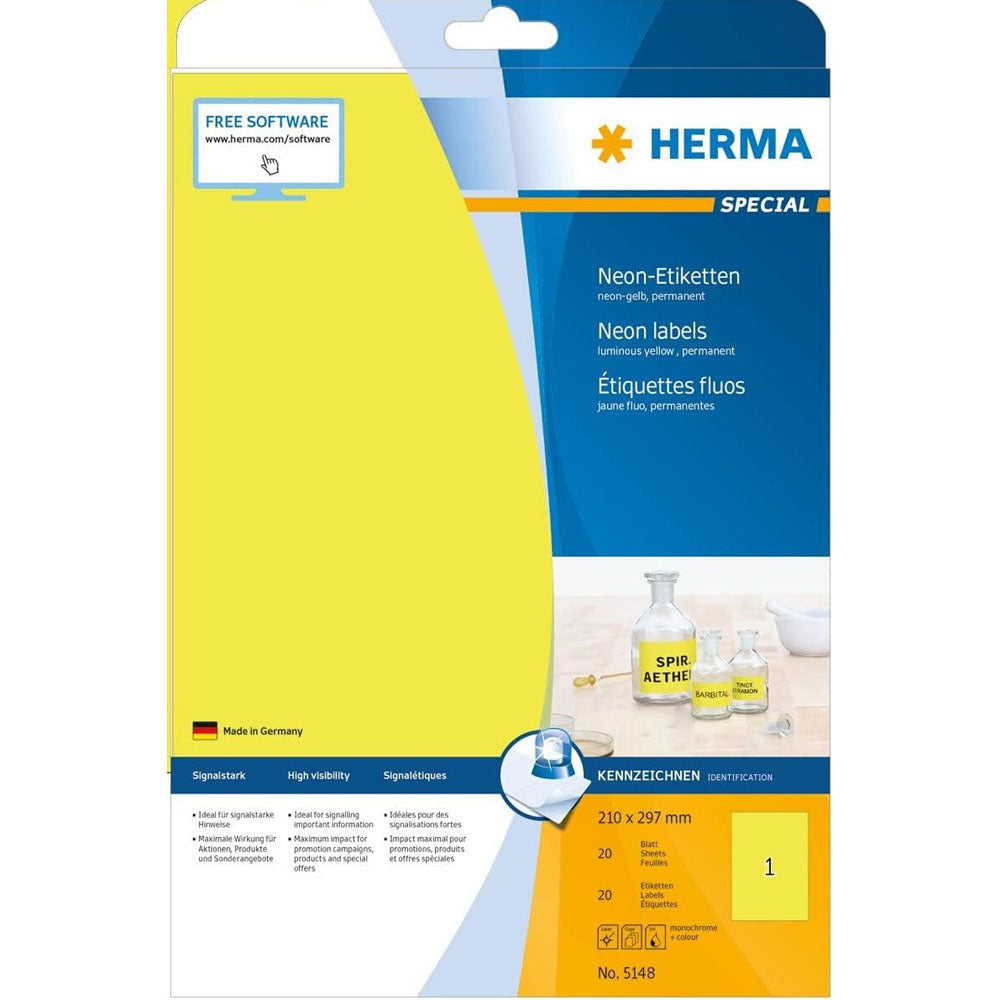 Herma lysende neonmærker A4 20pc (210x297mm)