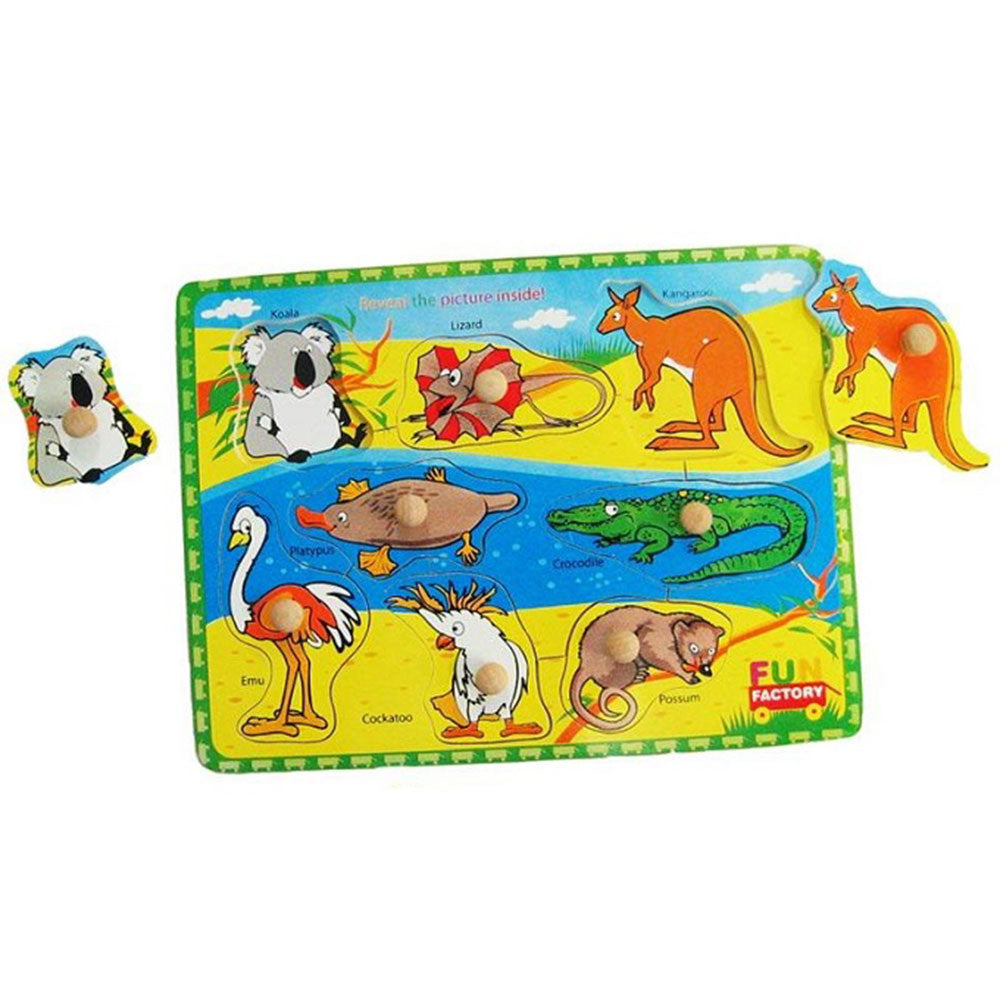 Wooden Knob Australian Animals Puzzle