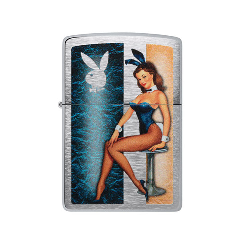 Zippo Playboy escovou o isqueiro à prova de vento cromado