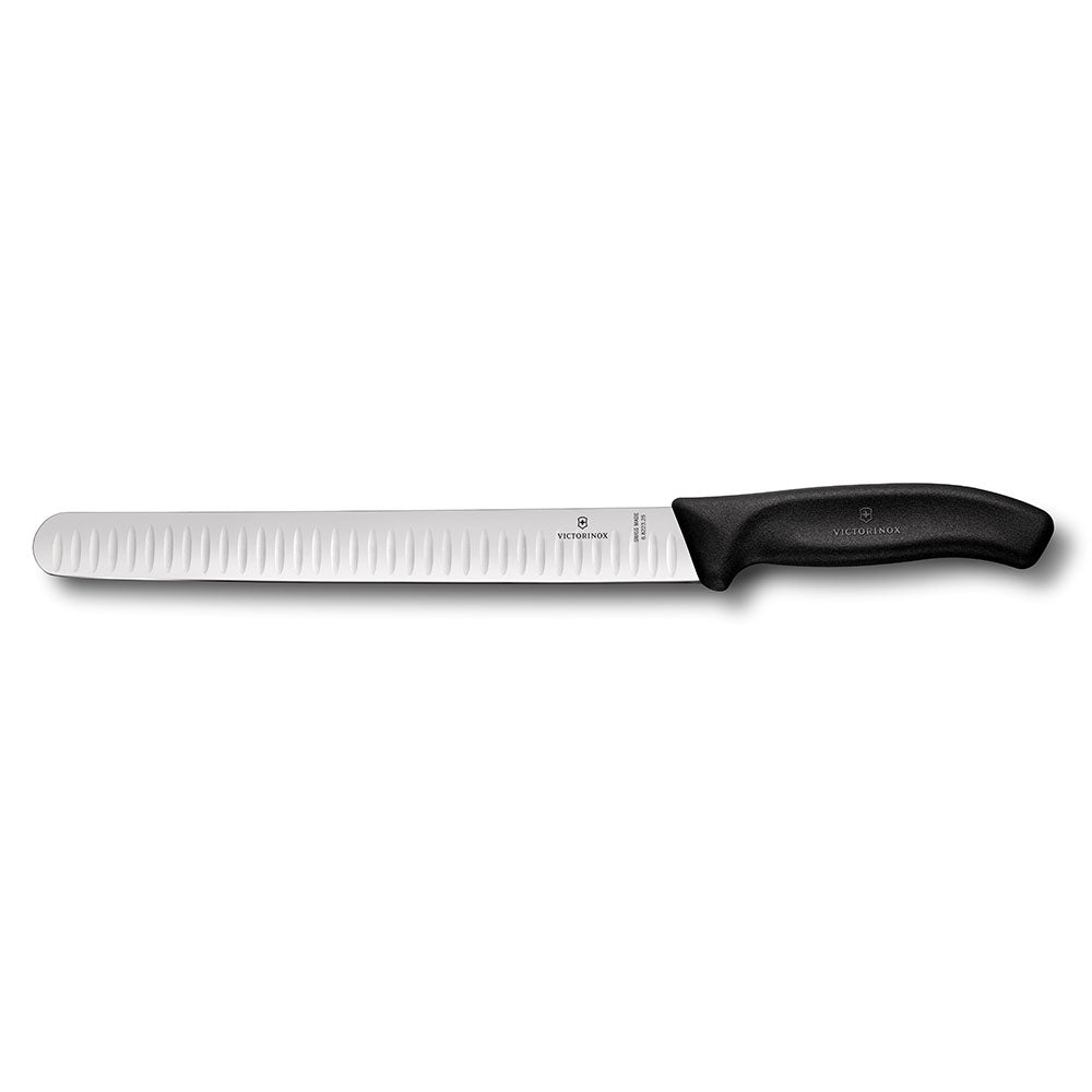 Rund spiss fløyte blad skiver kniv 25 cm (svart)