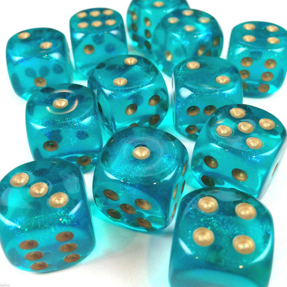 D6 terning borealis 16mm (12 terninger)