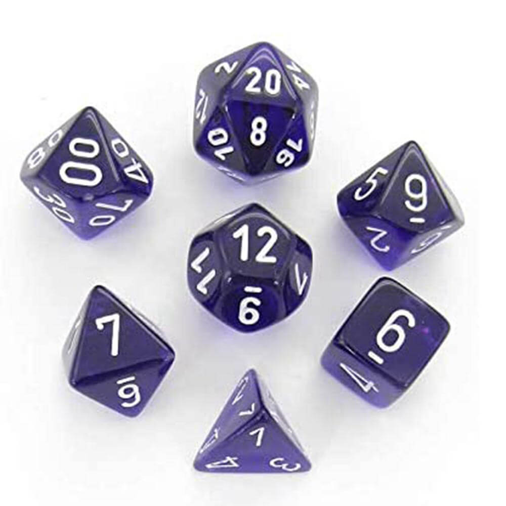 D7 Die Set Dice Translucent Poly (7 dés)