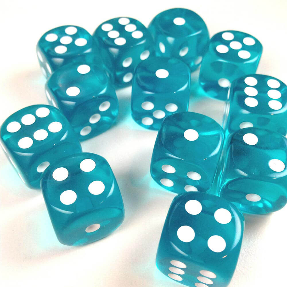 D6 DICE doorzichtig 16 mm (12 dobbelstenen)