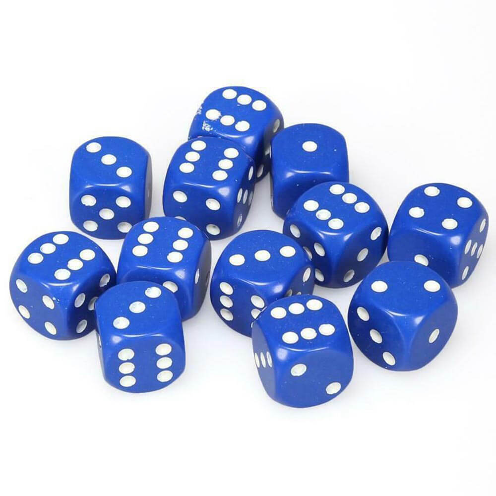 D6 Dice Opaque 16 mm (12 dés)