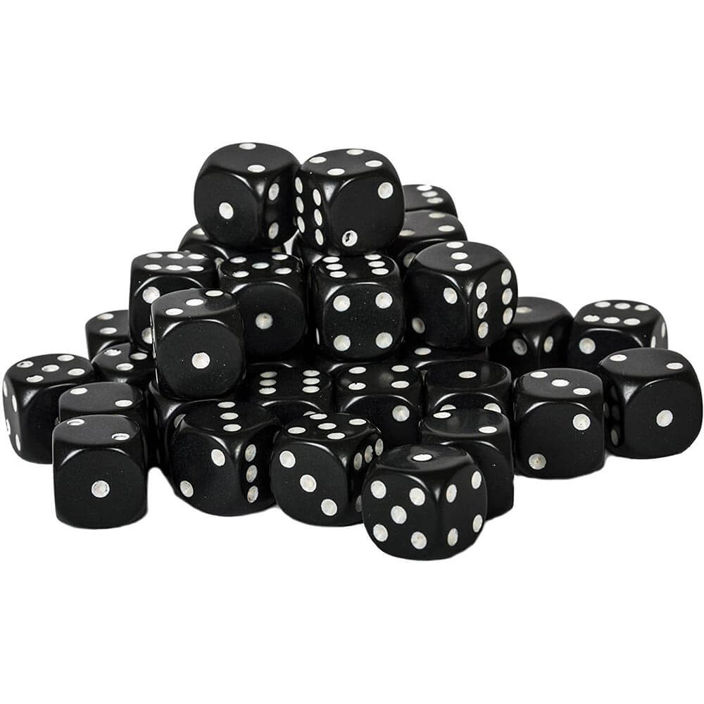 D6 terninger ugjennomsiktig 12mm (36 terninger)