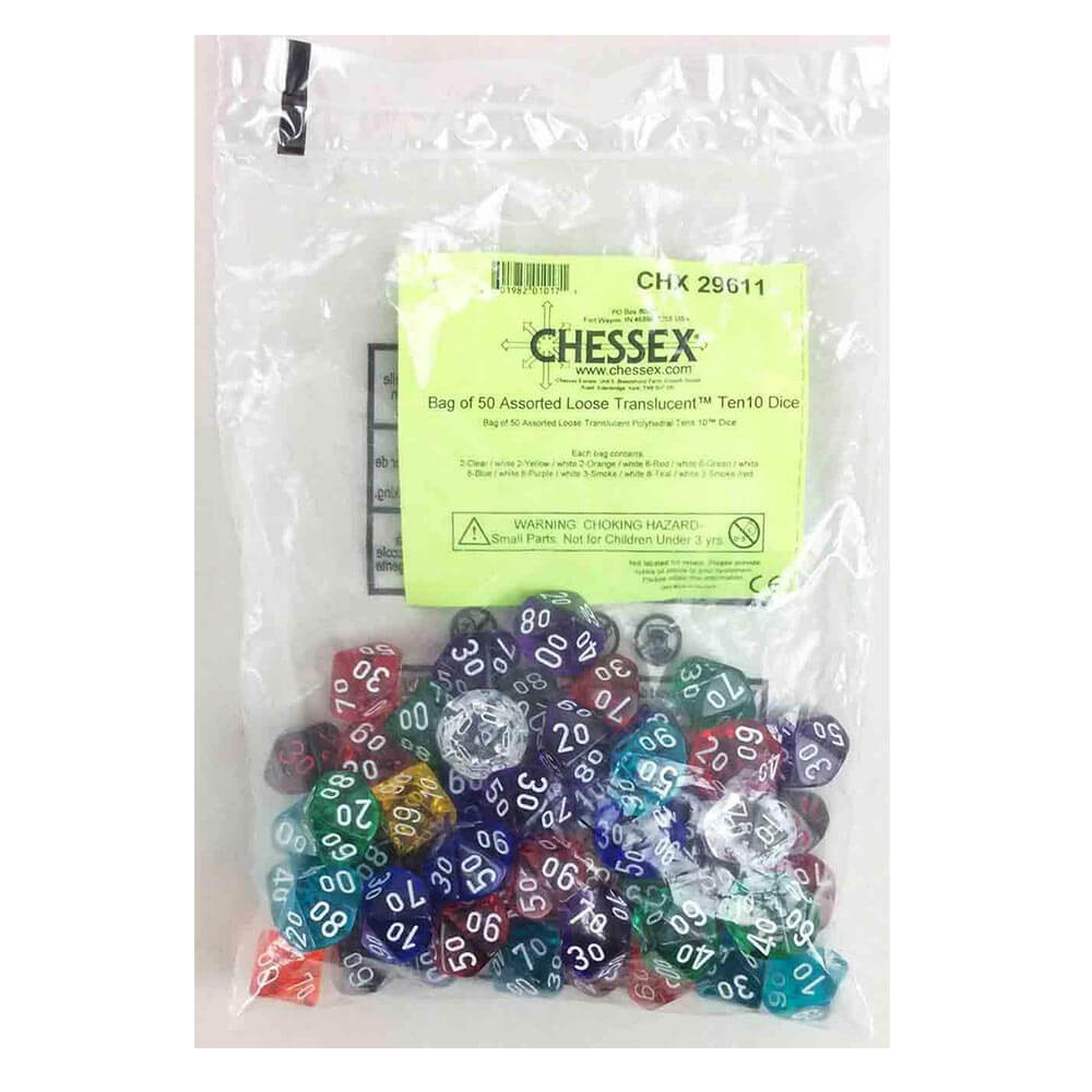 D10 DICE Assorteret Loose Polyhedral (50 terninger)